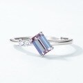 wholesale S925 Sterling Silver Gold-Plated with Lab-Grown Alexandrite Ring, Personalized and Elegant Colored Gemstone Ring-0-2
