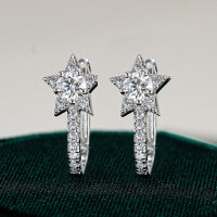 925 Sterling Silver Hip Hop American Moissanite Earrings D Color Unisex-0.5CT (set with moissanite)  925 silver