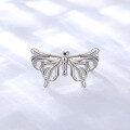 wholesale S925 Sterling Silver Adjustable Small Fresh Butterfly Ring, Minimalist Design, Versatile, Open Adjustable Boho Style Ring-0-3