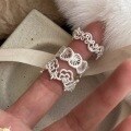 wholesale 925 Sterling Silver Openwork Lace Floral Ring Sweet Niche Design High-end Retro Ins Style Stackable Ring-0-0