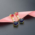 wholesale S925 Sterling Silver Korean Minimalist Elegant Heart Zircon Earrings Square Blue Diamond Studs for Women, Versatile for Daily Wear-0-5