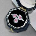 wholesale S925 Sterling Silver New European and American Wedding Ring for Women, 5A Zircon Series Pink Clover Drop Geometric Wholesale-0-2
