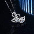 S925 Silver Double Swan 16ct Moissanite Necklace, Women's Fashion Pendant-0-1