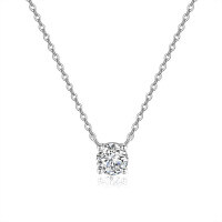 925 Silver 1ct Four-Prong Booger Pendant Necklace with Moissanite-0.5 carat (high carbon diamond)  925 silver