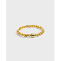 wholesale S925 Sterling Silver JB101 Korean-style INS Small and Unique Design Versatile Starry Cabbage Chain Ring for Women-18K Gold>US Size 7