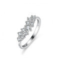 S925 Silver Plated Champagne Gold V-Row Moissanite Ring for Women-0-4