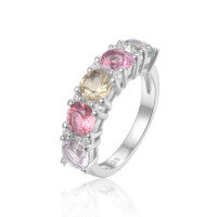 wholesale S925 Sterling Silver Plated 18k Gold Fashion Natural Topaz and Tourmaline Ring Jewelry for Women-Zircon Ring  US size 8 (domestic size 17)