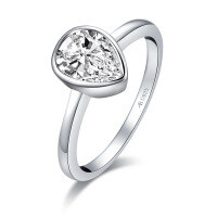 Sterling Silver S925 Classic Ladies' Shimmering Zirconia Proposal Ring, Final Sale.-T-style [Clearance Sale with Free Shipping]  US Size 8