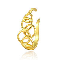 wholesale S925 Sterling Silver French Geometric Round Clip-On Earrings for Women, Trendy Ins Style Elegant Ear Cuff-Copper plated with gold (one piece)