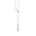 wholesale Sterling Silver Minimalist Geometric Water Droplet Y-necklace With French Fringe And Adjustable Length-0-0