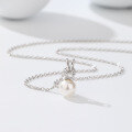 wholesale S925 Sterling Silver Japanese and Korean Style Imitation Pearl Pendant Rabbit Ear Necklace for Women, Minimalist Forest Collarbone Chain Cross-Border New Product-0-2