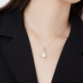 wholesale Sterling Silver Single Freshwater Pearl Pendant Necklace for Women, Versatile Small and Minimalist Design, Luxury Collarbone Chain Jewelry Gift for Girlfriend-0-3