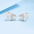 wholesale S925 Sterling Silver Freshwater Pearl Earrings for Women with Moissanite, Small and Exquisite Ear Accessories, High-End Elegant Stud Earrings, Ready to Ship Wholesale-0-5