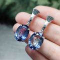 wholesale S925 sterling silver vintage elegant crystal earrings with 9ct colored crystals for women, popular in-0-4