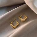 wholesale Metal geometric square earrings for women, vintage luxury style, new trendy minimalist hoops, small batch, advanced aesthetic-0-3