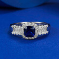 wholesale Metal S925 Sterling Silver Simulated Royal Blue 5*5mm Fat Square Ring Unisex Minimalist Style-0-5