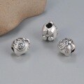 wholesale Silver S999 Horizontal Hole Auspicious Cloud Small Elephant Accessory Vintage Large Hole Silver Elephant Ornament DIY Crystal Beading Material-0-2
