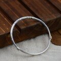 wholesale 925 Sterling Silver Handmade Tai Chi Bagua Fish Bracelet for Women, Vintage Thai Silver Ethnic Bohemian Distressed Artistic Bangle-0-1