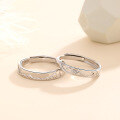 wholesale S925 Sterling Silver "Ocean Vow and Mountain Pledge" Couple Rings, a Pair of Light Luxury Niche Design Matching Bands for Girlfriend Valentine's Day Gift-0-2