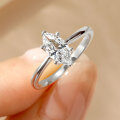 Metal Oval-Cut Zircon Ring, Women's Fashion Minimalist Versatile Commuting Niche Design Wholesale-0-0