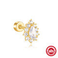 wholesale 925 Sterling Silver Christmas Bell Stud Earrings with Diamond and Flexible Flat Spiral-0-21