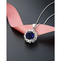 wholesale S925 Sterling Silver Japanese and Korean Style Fashion Sweet and Elegant Collarbone Necklace, Creative and Personalized Zircon-Inlaid Round Pendant for Women-Platinum Single Pendant - Without Chain 925 Silver