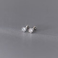 wholesale S925 Sterling Silver Minimalist Ins-style Threaded Stud Earrings with Diamond for Pierced Ears M03369-0-4