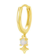 wholesale S925 Sterling Silver Minimalist Star Earrings With Simple Hoop Design, Elegant And Versatile European-style Ear Accessories-E4388-Gold/Single 925 Silver