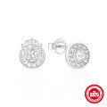 wholesale 925 Sterling Silver New Classic Minimalist Round C-Shape Diamond Stud Earrings, Korean Style-0-6