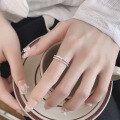 wholesale S925 Sterling Silver Double-Layer Hollow Out Ring Adjustable Korean Luxury Index Finger Ring Same as Xiaohongshu-0-3