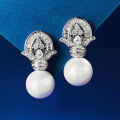 wholesale Metal Material: 925 Silver, Artificial Synthetic 11mm Pearl Earrings, Vintage Style, Hot Seller on Douyin, New Arrival in by Zhuozhifan Jewelry-0-0