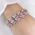 wholesale Sterling silver, ZHUO ZHI FAN Jewelry new collection padparadscha luxury-set 7*9 oval full diamond bracelet-0-3