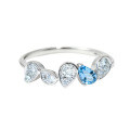 Platinum Josephine Teardrop Aquamarine Moissanite Bangle Ring with Natural Diamonds-0-3