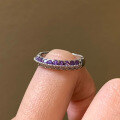wholesale S925 Sterling Silver Purple and White Diamond Row Ring, Fashionable Commute and Daily Wear Ring Band-0-1