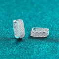 S925 Sterling Silver Full Moissanite Square Stud Earrings-0-0