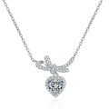 wholesale 925 Sterling Silver Heart-Shaped Moissanite Necklace for Women, Fully Diamond-Cut Bow Love Pendant Luxury Collarbone Chain Live Broadcast Drop Shipping-0-4