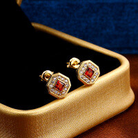 wholesale 925 Sterling Silver Vintage European and American Style Elegant Pomegranate Earrings for Women, New Autumn and Winter All-Match Hypoallergenic-Vintage Red Pomegranate Earrings 925 Silver