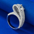 wholesale S925 Silver High-Carbon Diamond 6*8 Oval Ring for Women, Creative, Bold, ExaggeratedLuxury Design-0-6