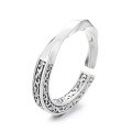 wholesale S925 sterling silver classic embossed twisted open ring with artistic vintage national trend style for men and women-0-4