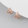 wholesale S925 silver double-layer hollow line ear clasps, simple and fashionable Korean-style glossy ear accessories for women M01191-0-2
