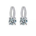 S925 Sterling Silver 1ct Moissanite Four-Prong Stud Earrings-0-3