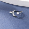 wholesale Rose gold S925 silver star and moon open ring for women with artistic temperament, factory wholesale-0-1