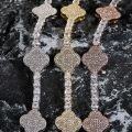 wholesale S925 Silver Moissanite 4mm Four-Leaf Clover Cross-Border Hip Hop Tennis Bracelet Premium Wholesale-0-2