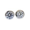 wholesale S925 silver jewelry new moissanite stud earrings for women, bezel-set with silver edges, high-carbon diamond-0-4