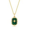wholesale 925 Silver Gold-Plated Geometric Malachite Pendant Choker Necklace for Women, Korean and Japanese Light Luxury Style, Wholesale from Manufacturers-0-5
