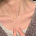 wholesale S925 Sterling Silver Double Layer Single Diamond Bamboo Snake Bone Chain, Korean Minimalist Niche Design Elegant Versatile Collarbone Necklace-0-3