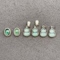 wholesale S925 silver gold-plated natural aqua blue jadeite gourd pendant accessory DIY locating bead aqua gourd drop-0-0