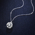 925 Silver Moissanite Pendant Necklace for Women, Dynamic Luxury Round Bezel-Set Jumping Heart-0-2