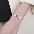 wholesale S925 Sterling Silver Korean Style Minimalist Smooth Square Tube Clasp Splice Side Chain Personality Bracelet-0-3