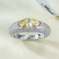 wholesale 925 Silver New Jewelry Pave Full Diamond 5*10 Yellow Marquise Personality Ring for Women Simple Daily Ins Style-0-2
